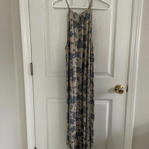 Millibon Gray & Blue Floral Sleeveless Maxi Dress - SzM